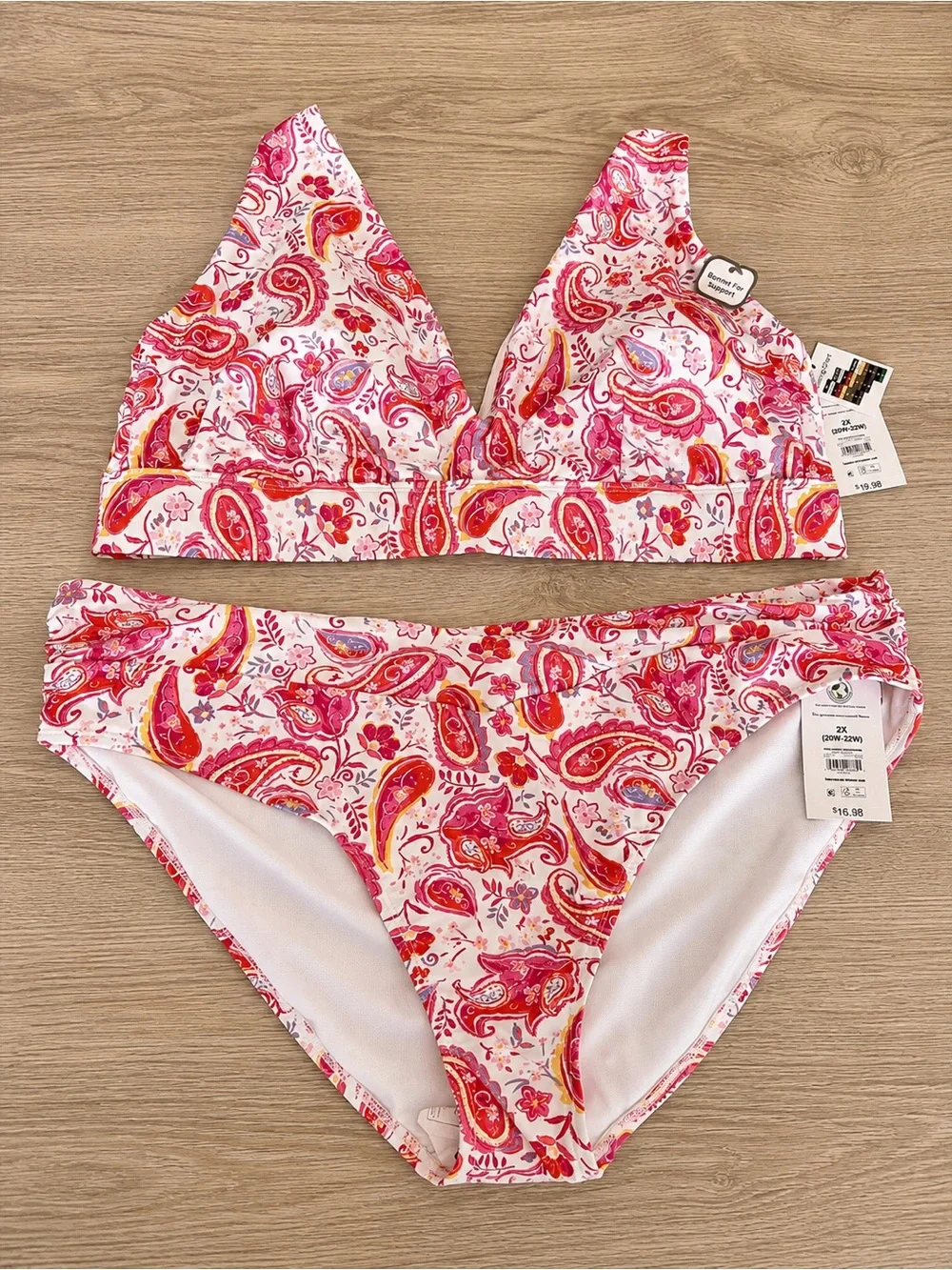Pink & Red Paisley Bikini Set
